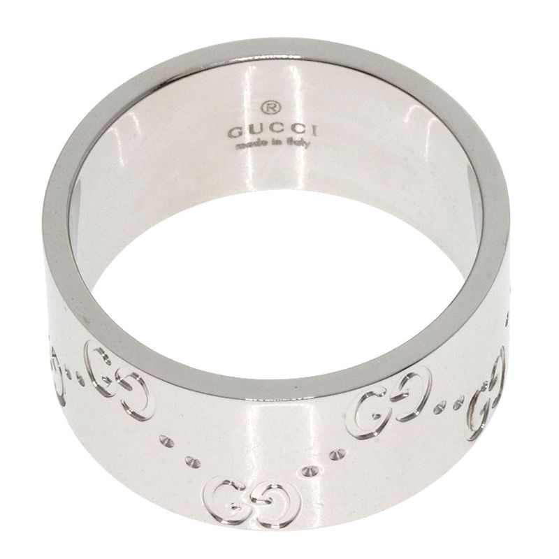 Gucci GG Icon Wide #13 Ring - 18K White Gold Ladies