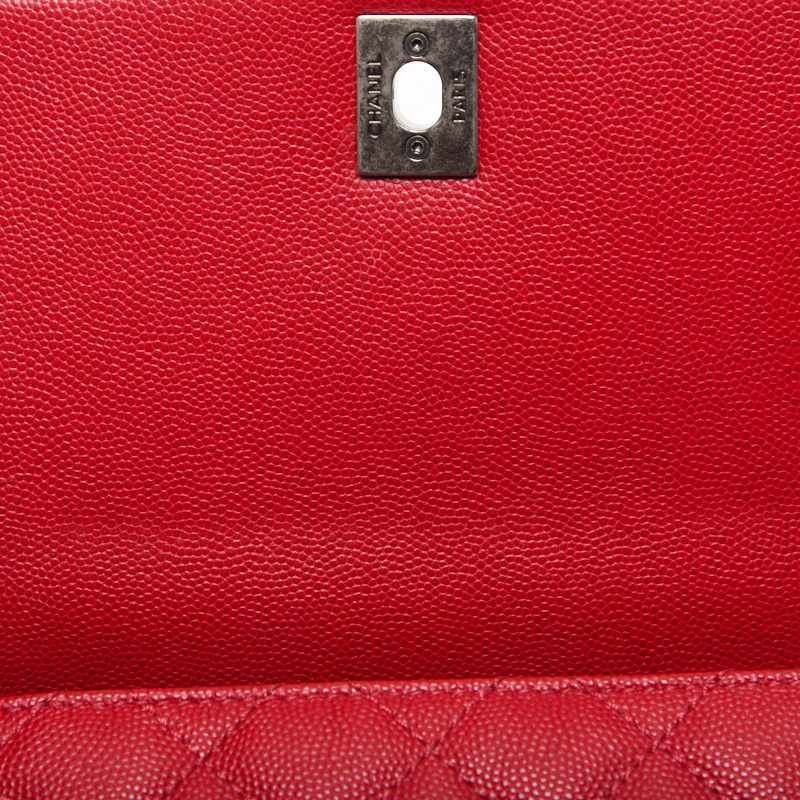 Chanel Matelasse Coco Handle 2WAY Handbag Caviar Skin Red With Silver Hardware
