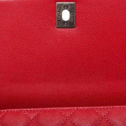 Chanel Matelasse Coco Handle 2WAY Handbag Caviar Skin Red With Silver Hardware