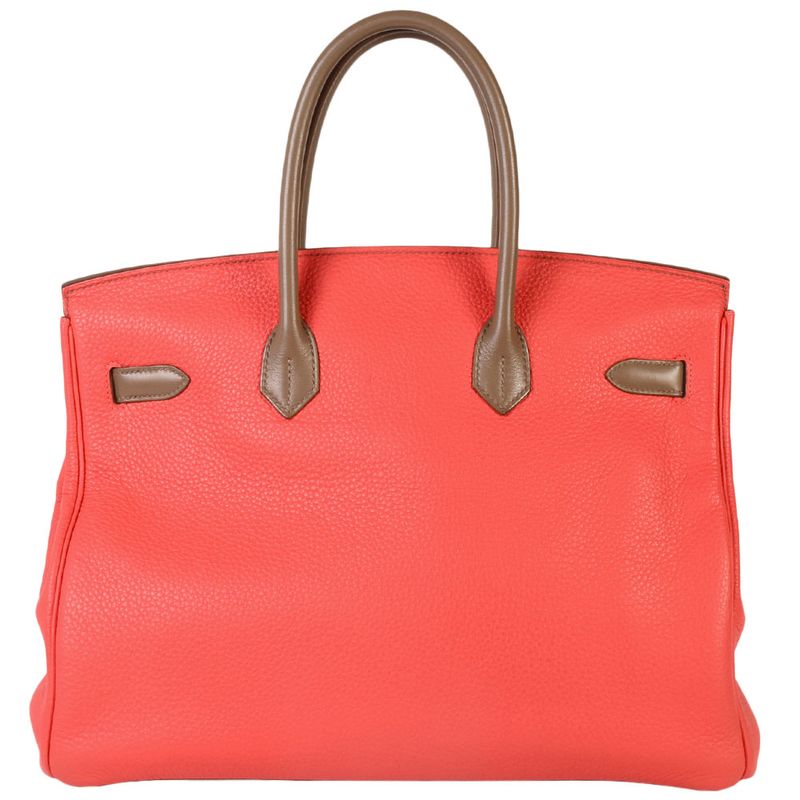 Hermes Birkin 35 Cazac Handbag Taurillon Cles Mans Vorsift □P Engraved Etoupe