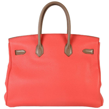 Hermes Birkin 35 Cazac Handbag Taurillon Cles Mans Vorsift □P Engraved Etoupe