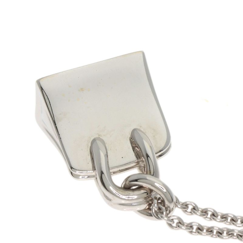 Hermes Birkin Diamond Amulet Necklace 18K White Gold Ladies