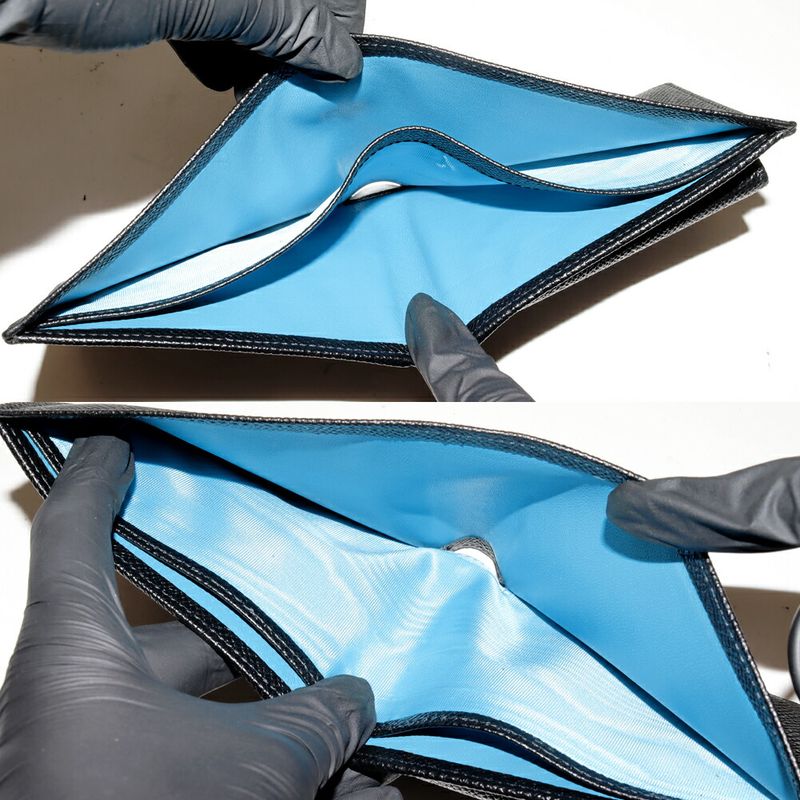 Bulgari Man Compact Wallet With Coin Purse Calf Leather Black And Blue 30396(294