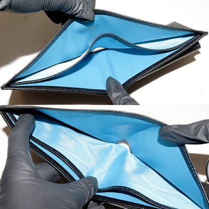 Bulgari Man Compact Wallet With Coin Purse Calf Leather Black And Blue 30396(294