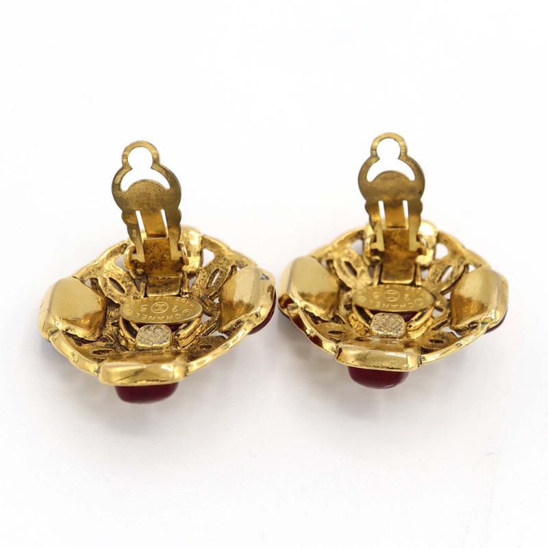 Chanel Earring Gripore Vintage Accessory Red Ladies K604