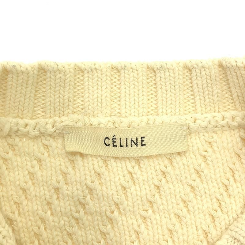 Celine - Phoebe Period Cotton Crewneck Knit - XS - Ivory - Women's