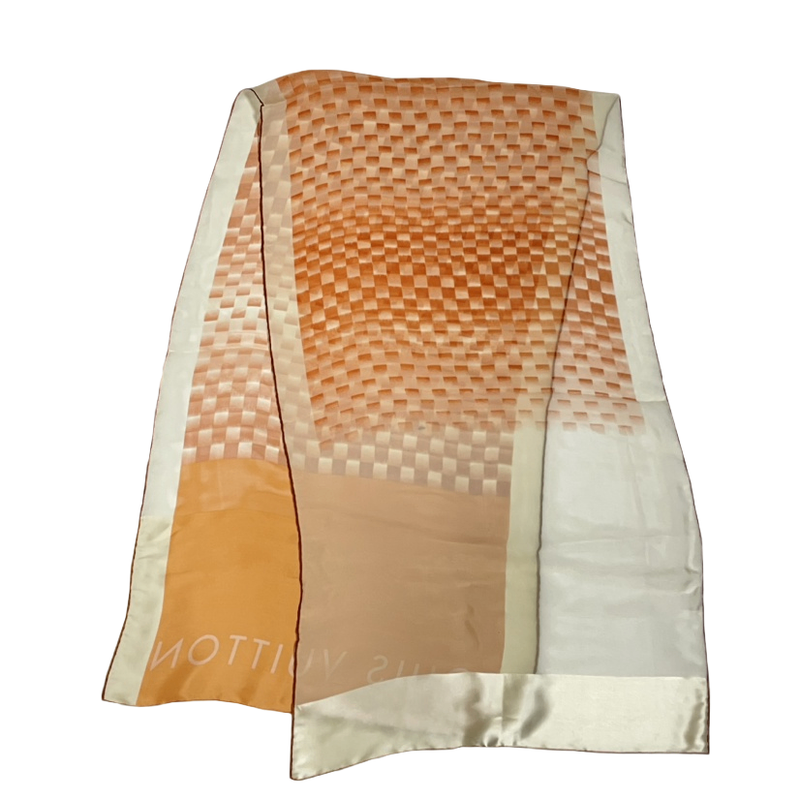 Louis Vuitton Damier Scarf 100% Silk Orange