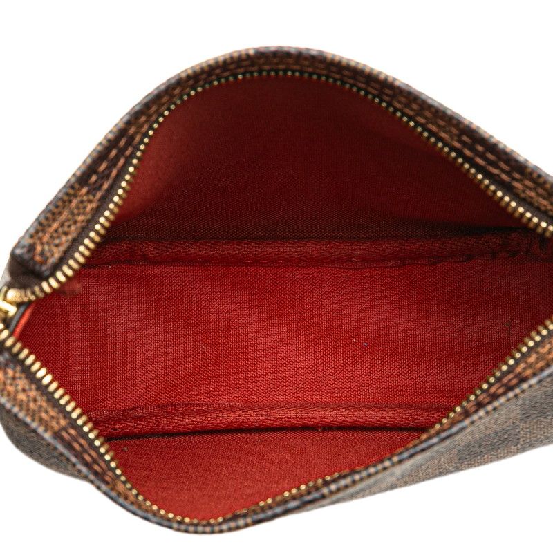 Louis Vuitton Damier Trousse Makeup Mini Handbag Pouch N51982 Brown PVC Leather