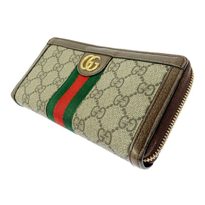 Gucci 523154/1147 GG Canvas Leather Ophidia Zip Around Wallet Long Wallet