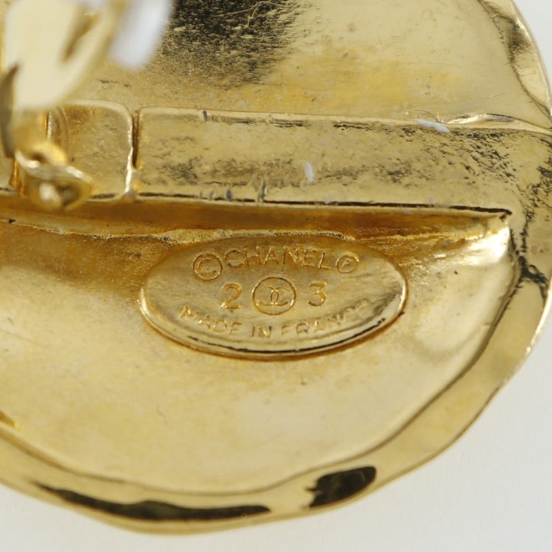 Chanel Coco Mark Matelasse Vintage Gold Plated 23 Ladies 41.9g Earrings