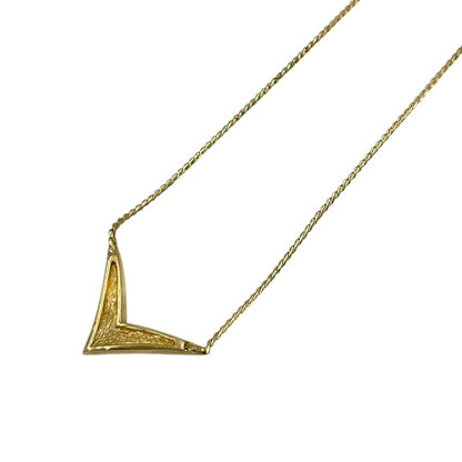 Christian DIOR Necklace Metal Rhinestone V Gold Plated Gold