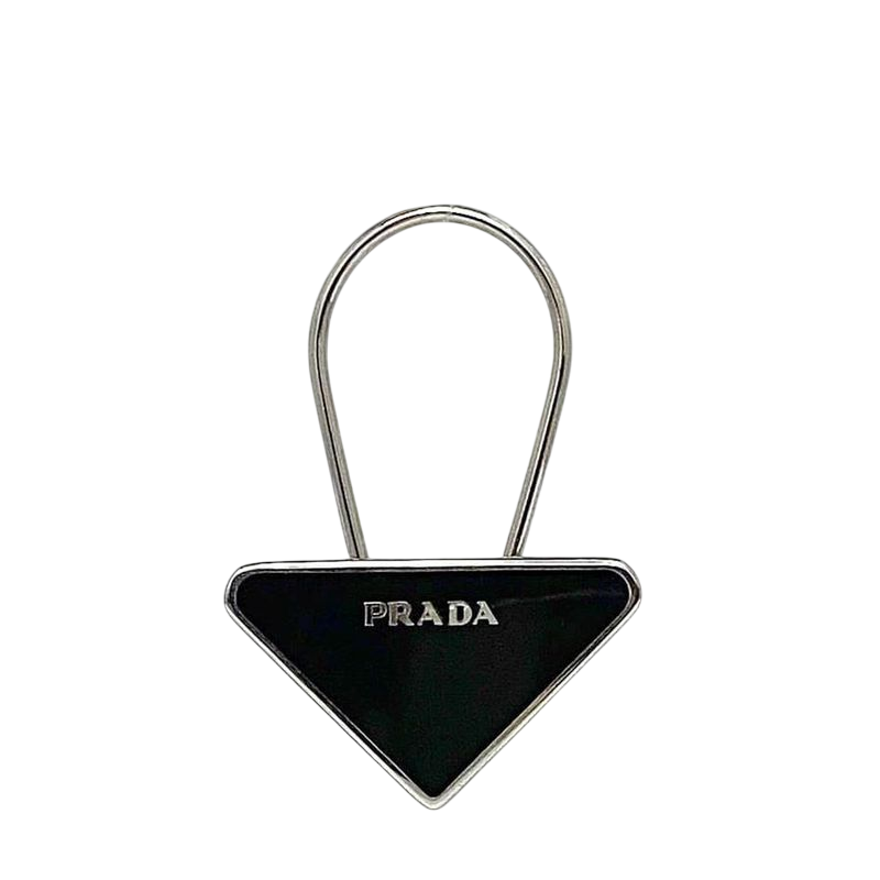 Prada Key Ring Black Silver Excellent Condition Metal Preowned M715