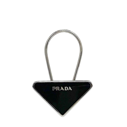 Prada Key Ring Black Silver Excellent Condition Metal Preowned M715