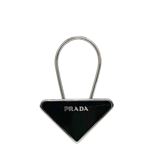 Prada Key Ring Black Silver Excellent Condition Metal Preowned M715