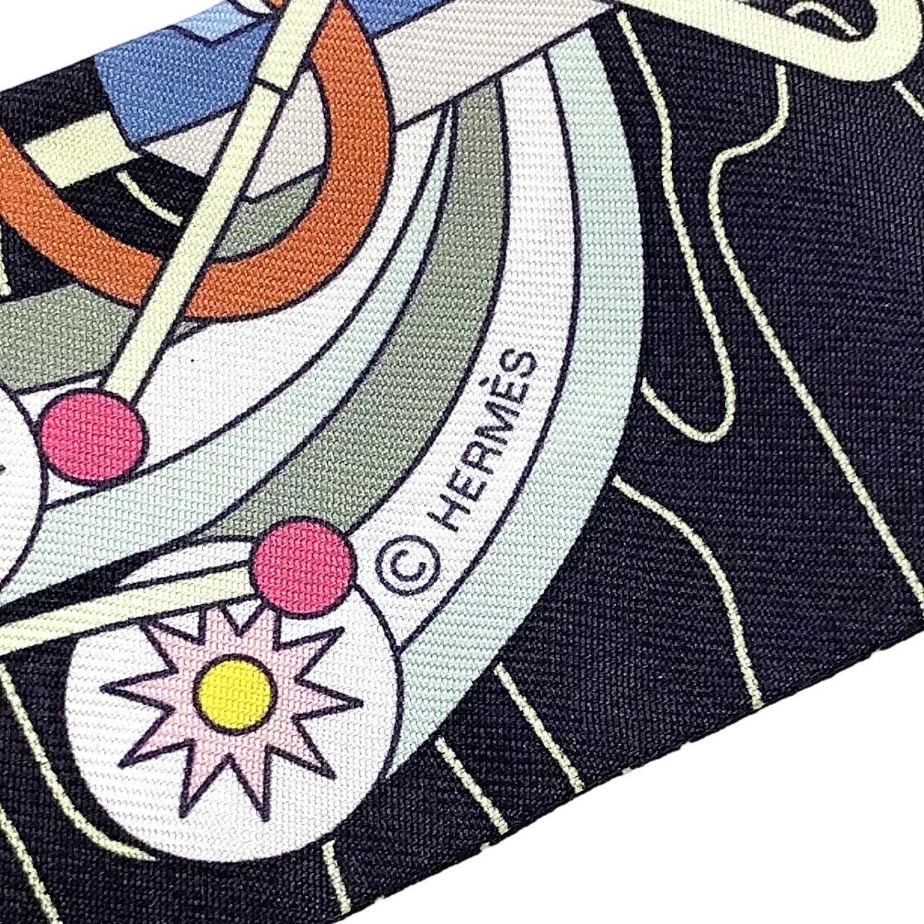 Hermes Twilly Odyssey Silk Black White Scarf — view 2