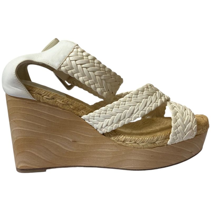 Good Hermes Wedge Sole Mesh Leather Wood Sandals Equivalent to 23.5cm (9.25in)