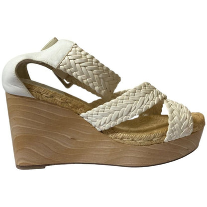 Good Hermes Wedge Sole Mesh Leather Wood Sandals Equivalent to 23.5cm (9.25in)