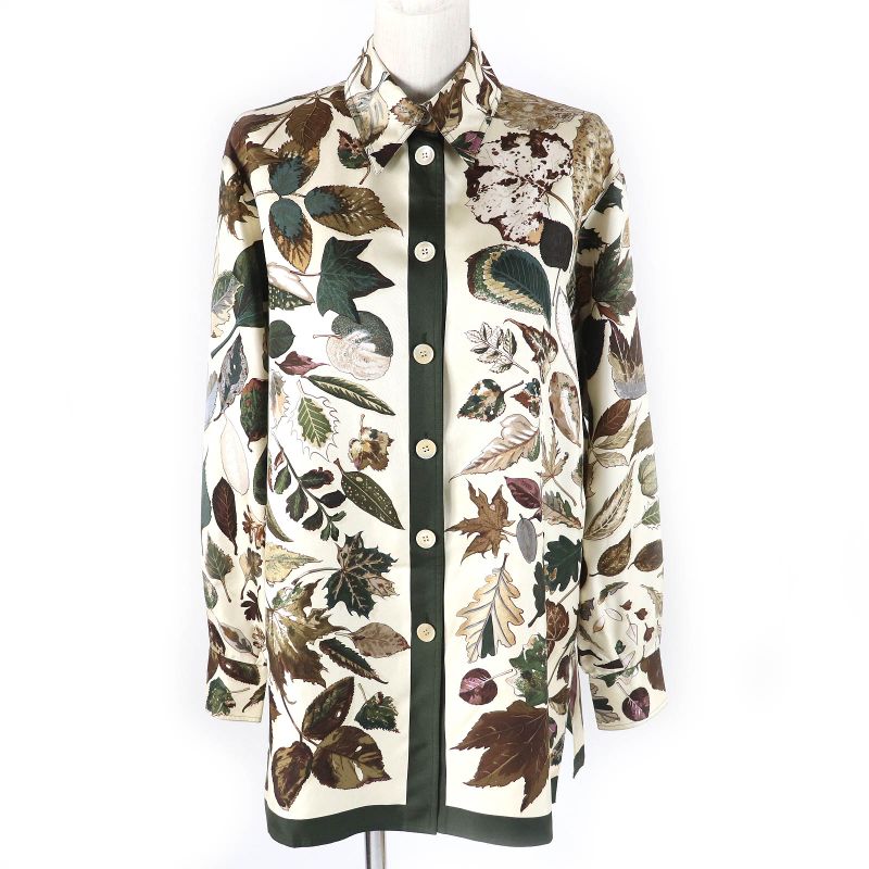 Hermes Vintage Tourbillon Swirls 100% Silk Margiela Period Fallen Leaves Long