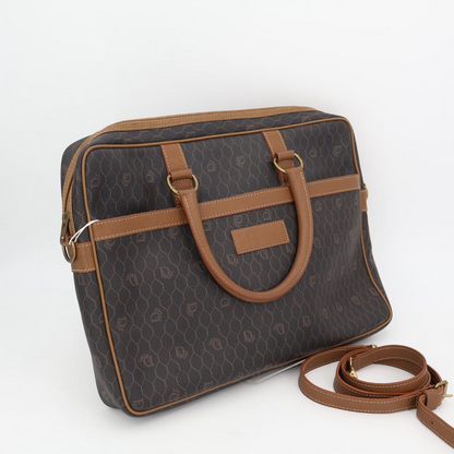 Christian DIOR Honeycomb Brown Gold Hardware PVC Business Bag