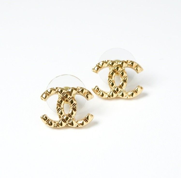 Chanel Earrings Earring Gold Coco Mark Matelasse