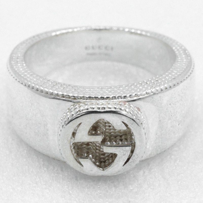 Gucci Interlocking G Silver 925 9.5 Ladies 8.5g Ring