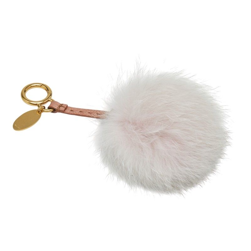 Fendi Pom Charm Bag Charm Key Holder Light Pink Fur Leather Women's Fendi