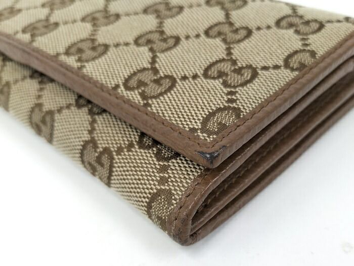 Gucci Bifold Long Wallet In GG Canvas Beige Brown 346058