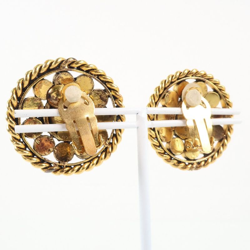 Chanel Gold Plated And Rhinestone Blue 23 Ladies 31.5g Earring