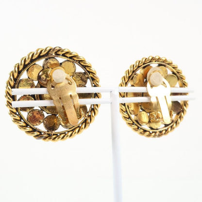 Chanel Gold Plated And Rhinestone Blue 23 Ladies 31.5g Earring