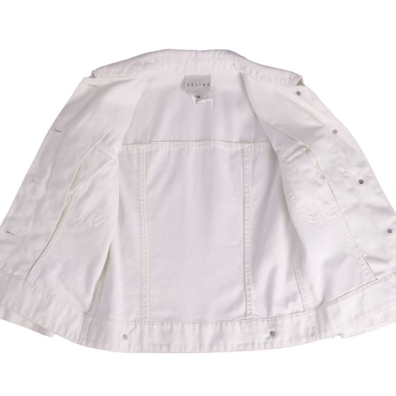 Celine Jacket Denim Jacket Seventh Sleeve White Deni