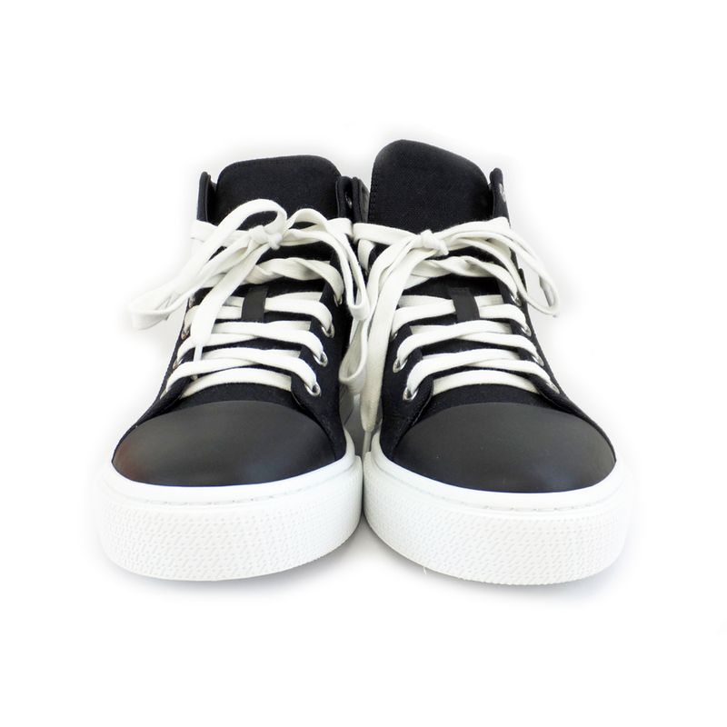 Hermes Iriko High Cut Sneakers - Description 38 Black White Cotton
