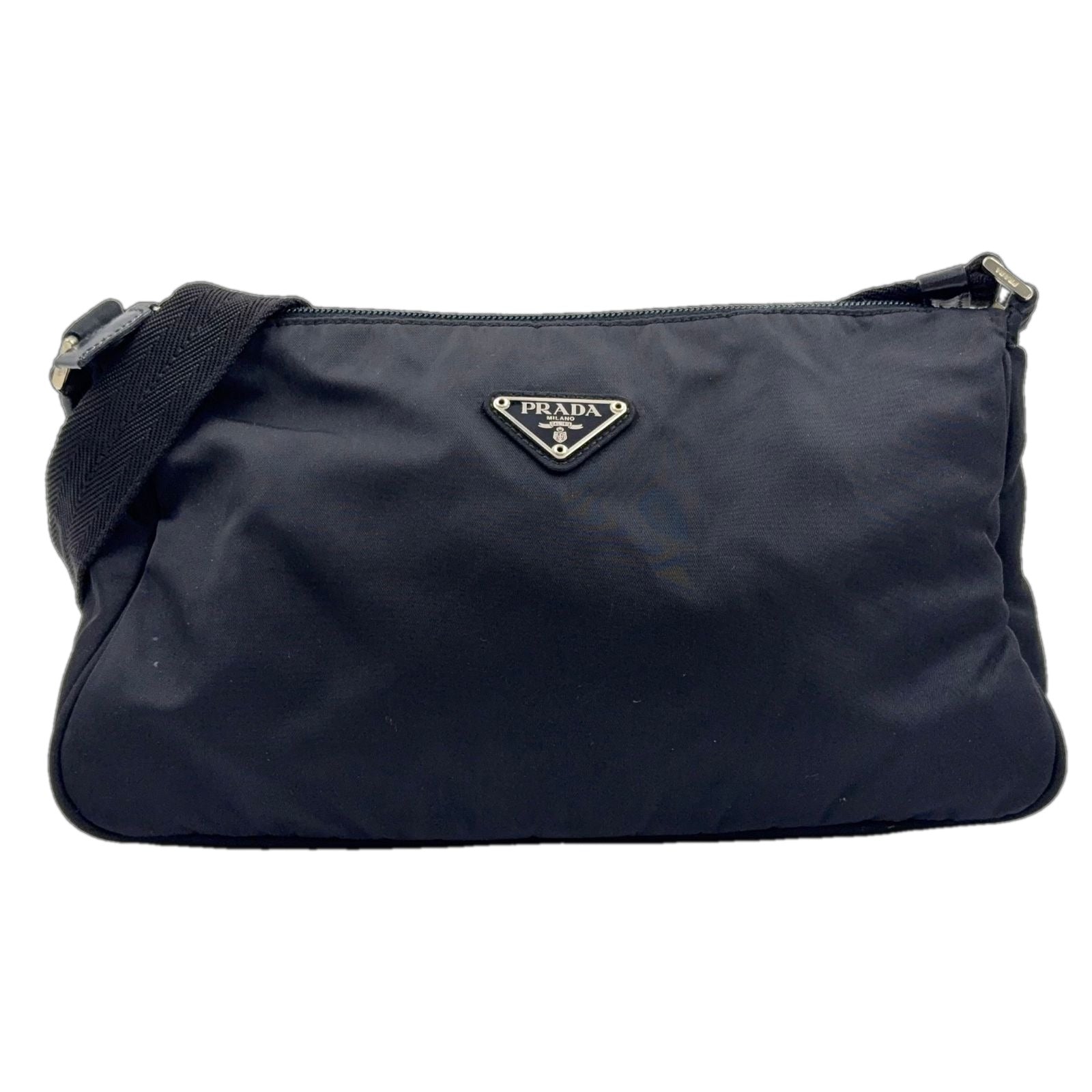 Prada Nylon Black Shoulder Bag Silver