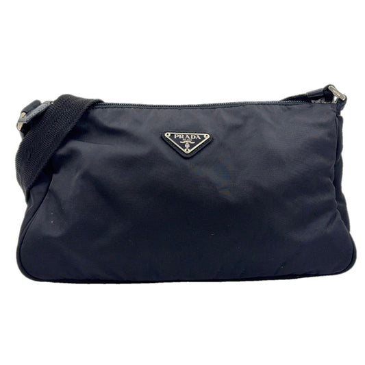 Prada Nylon Black Shoulder Bag Silver