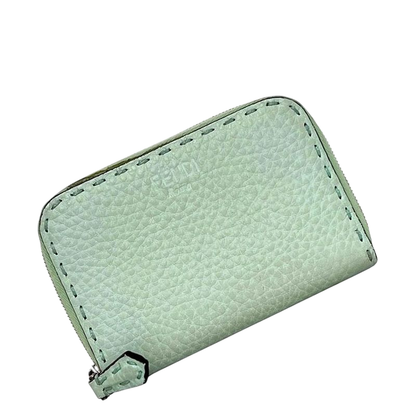 Fendi Coin Case Light Green Selleria 8m343 Excellent Condition Coin Purse