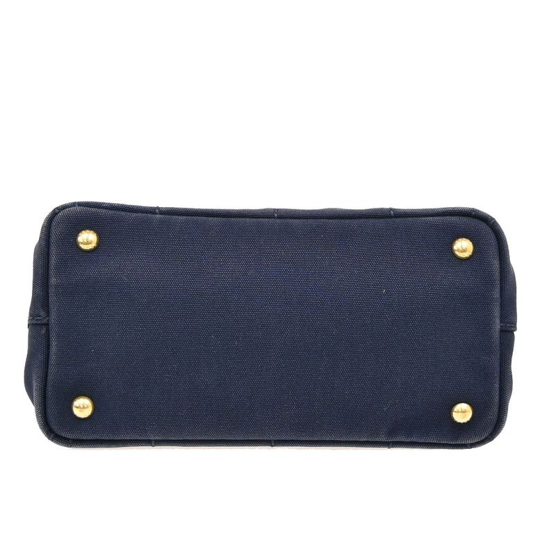 Prada Canapa 2WAY Shoulder Handbag Canvas Blue 86ka843