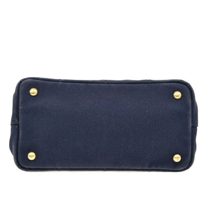 Prada Canapa 2WAY Shoulder Handbag Canvas Blue 86ka843
