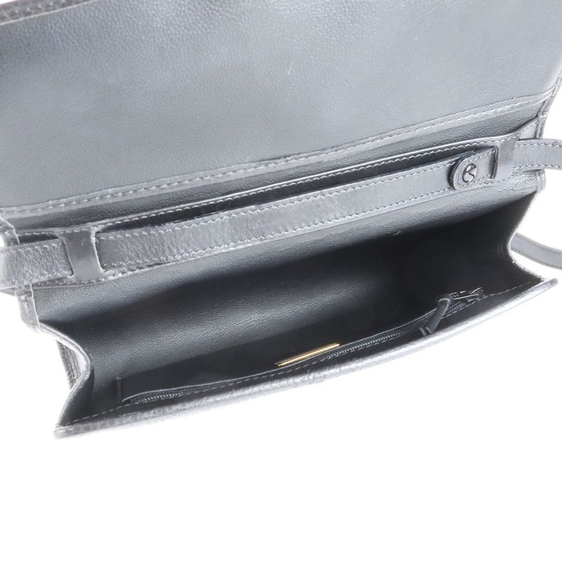 Vintage Christian Dior CD Logo Leather Shoulder Bag Crossbody Black Women EUE