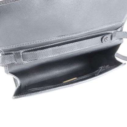 Vintage Christian Dior CD Logo Leather Shoulder Bag Crossbody Black Women EUE