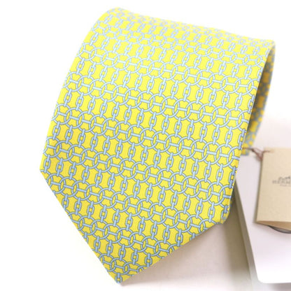  Hermes 100% Silk Banane/ciel Purchased In 2020 Cravat Chain All Over Tie With