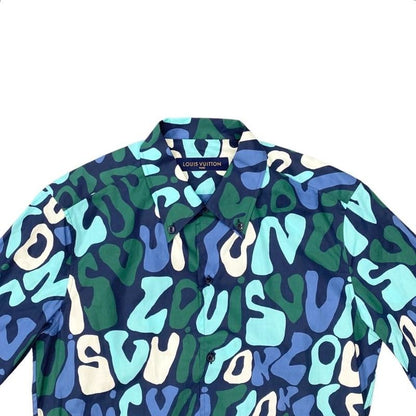 Louis Vuitton Long Sleeve Shirt Graphic Logo All Over Rm231q Tb0 Hos54w XS Size