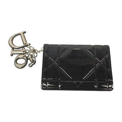 Christian Dior Enamel Cannage Card Case Black