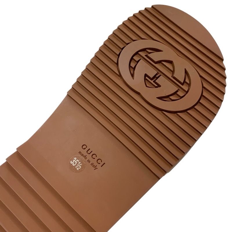 Gucci Sandals Shoes Leather Brown Unused Interlocking G Velcro
