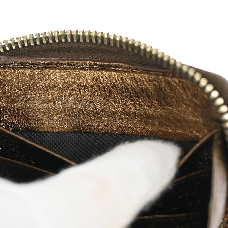 YVES Saint Laurent Long Wallet Round Zipper YSL Bronze Leather 07bs176