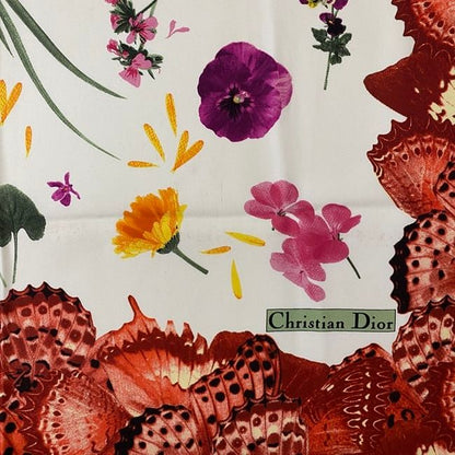 Christian Dior Scarf Red Beige White Multicolor