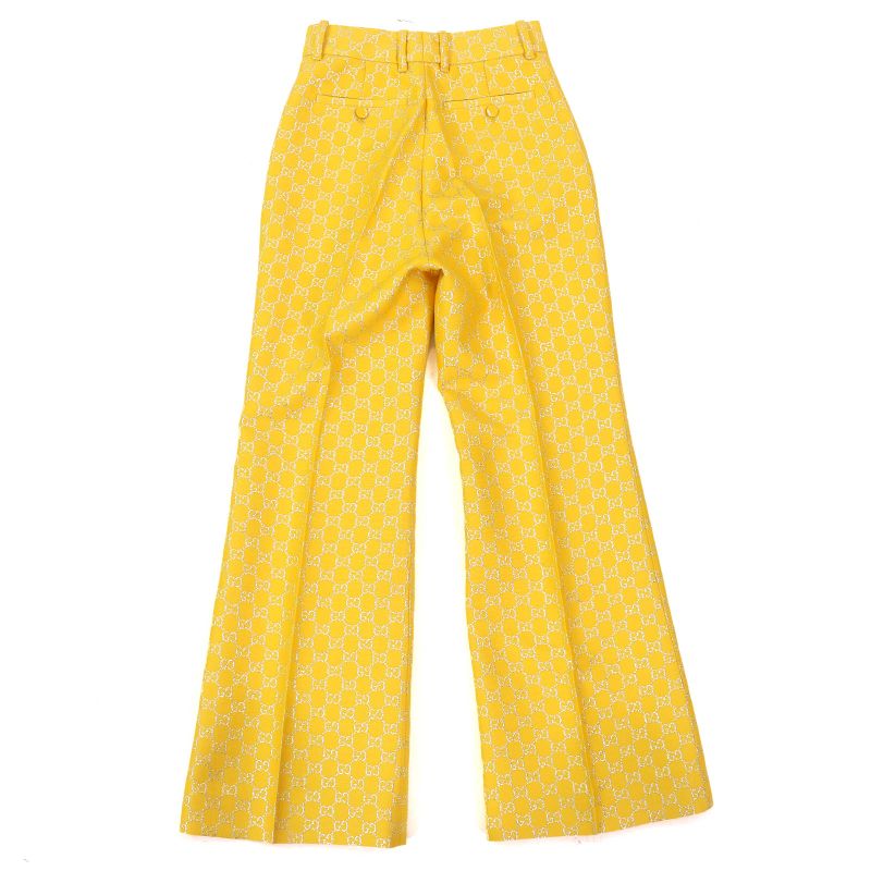 Gucci 20AW 627877 Wool Silk GG Jacquard Flared Pants Bell Bottom Trousers