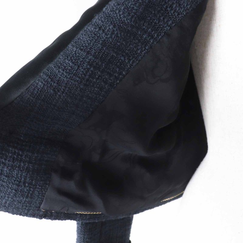 CHANEL 12A P43994 Silk Gripore Button Shawl Collar Single Color Tweed Jacket