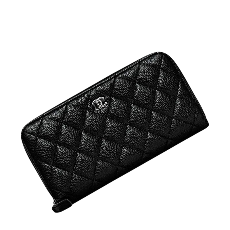 Chanel Round Zipper Long Wallet Black Ap0242 Excellent Condition Wallet