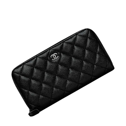 Chanel Round Zipper Long Wallet Black Ap0242 Excellent Condition Wallet