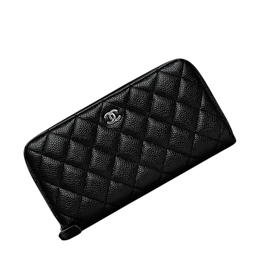 Chanel Round Zipper Long Wallet Black Ap0242 Excellent Condition Wallet