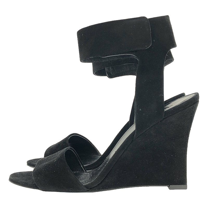 Celine - Phoebe Period Suede Leather Strap Sandals - 36 1 2 - Black - Women's